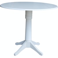 Round Dropleaf Pedestal Table in Pure White