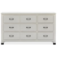 Industrial Farmhouse 6-Drawer Dresser with Felt-Lined Top Drawers