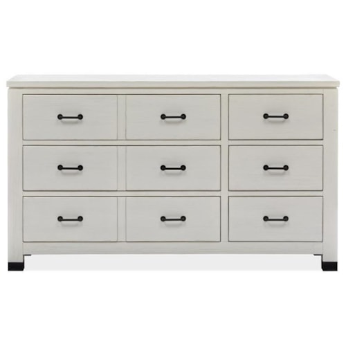 Industrial Farmhouse 6-Drawer Dresser with Felt-Lined Top Drawers