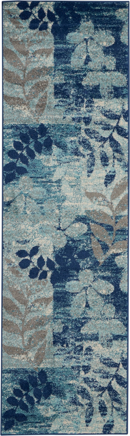 2'3" x 7'3" Navy/Light Blue Runner Rug