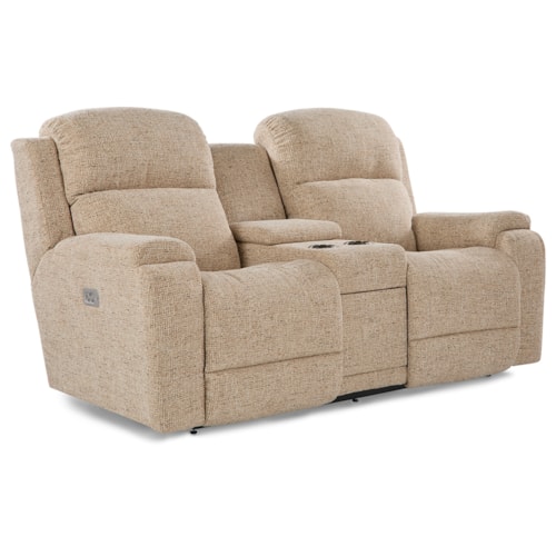 Casual Reclining Loveseat with Cupholder Storage Console