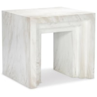 Contemporary Faux Marble End Table with Architectural Details