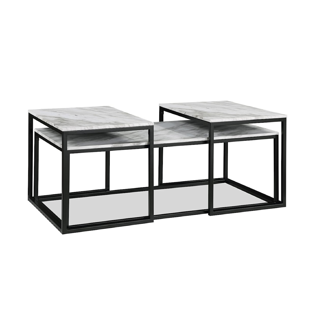Crown Mark Adola DOLLY WHITE 3 PACK NESTING TABLES |