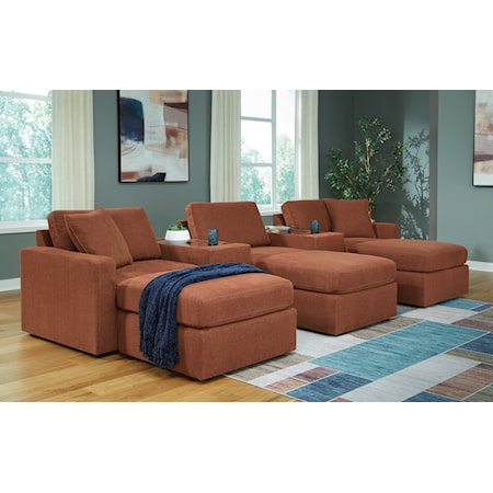 5-Piece Sectional And 3 Ottomans