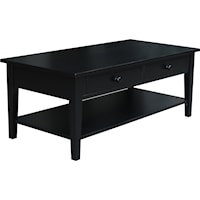 Spencer Farmhouse 2-Drawer Storage Coffee Table - Solid Black