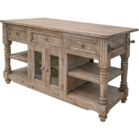 Rustic 3-Drawer Kitchen Island