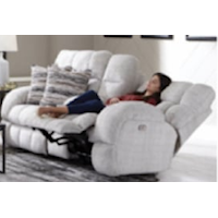 Transitional Power Lay Flat Reclining Loveseat with Console and Cupholders