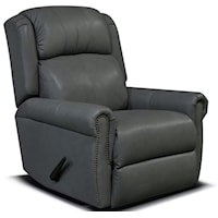 Casual Leather Swivel Gliding Recliner with Nailhead Trim