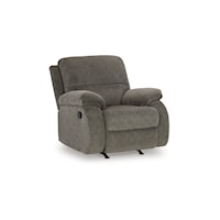 Contemporary Rocker Recliner with Pillow Armrests