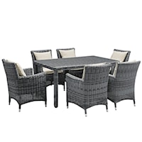 Summon Coastal 7-Piece Patio Sunbrella® Dining Set - Gray/Beige