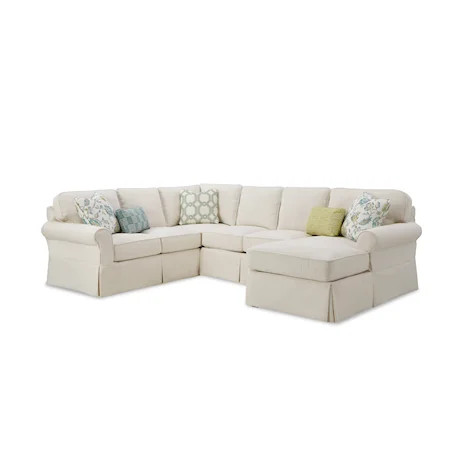Casual 5-Seat Slipcover Sectional Sofa with RAF Chaise