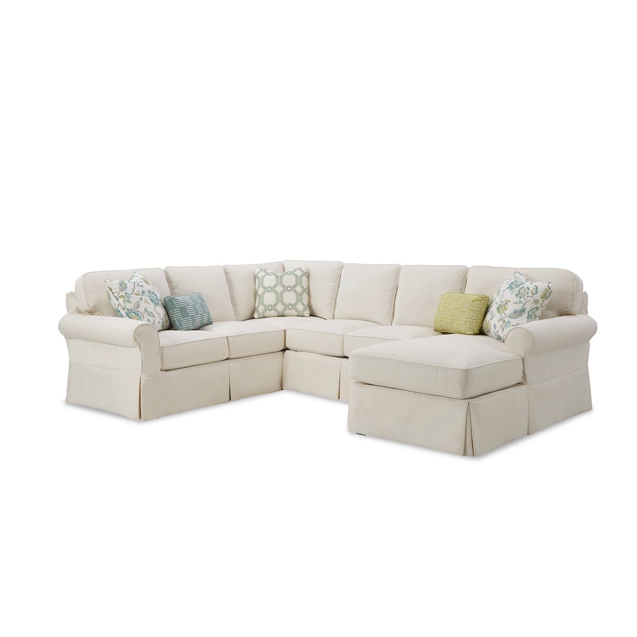Hickorycraft 917450BD 3-Pc Slipcover Sectional Sofa w/ RAF Chaise