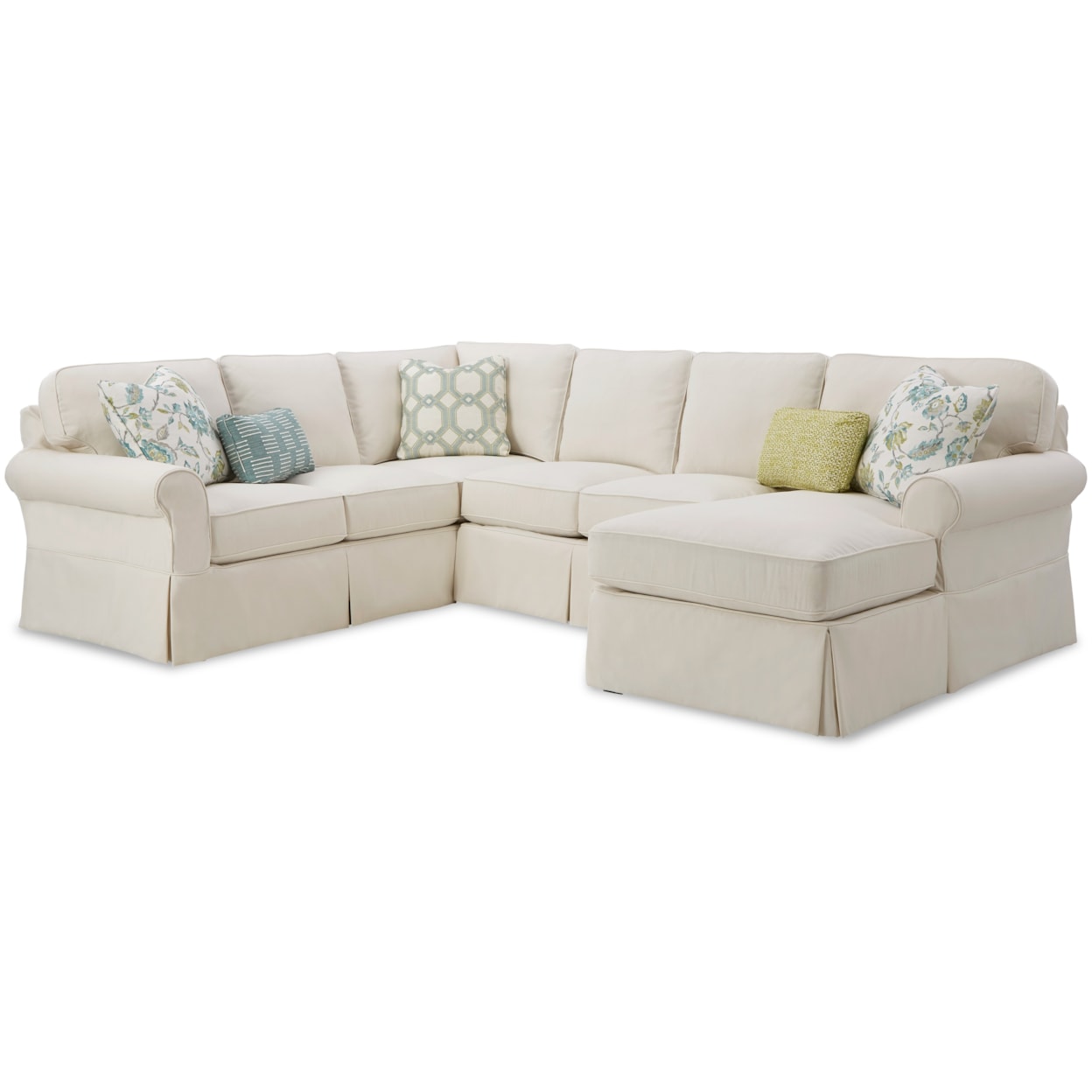 Hickorycraft 917450BD 3-Pc Slipcover Sectional Sofa w/ RAF Chaise