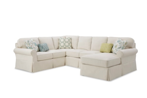 Casual 5-Seat Slipcover Sectional Sofa with RAF Chaise