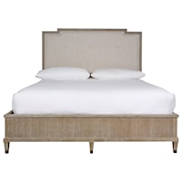 Transitional King Bed with Upholstered Headboard