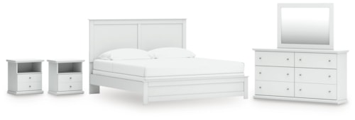 King Panel Bed, Dresser, Mirror And 2 Nightstands