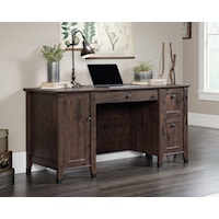 Rustic Double Pedestal Computer Desk with File Drawer