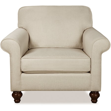 Transitional Accent Chair with Rolled Armrests