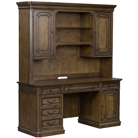 Traditional Executive Credenza with Adjustable Task Lighting
