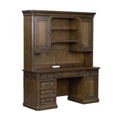 Traditional Executive Credenza with Adjustable Task Lighting