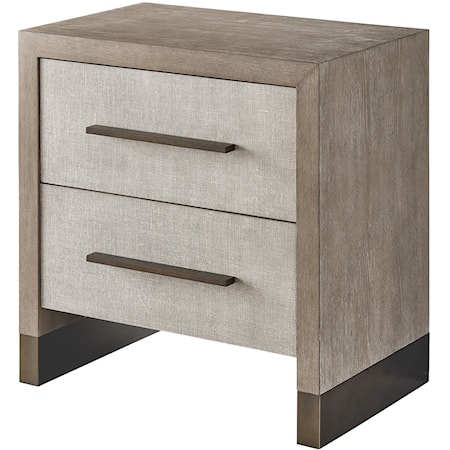 Transitional 2-Drawer Nightstand with Linen Drawer Fronts