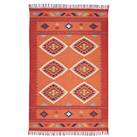 6'6" x 9'6" Orange/Red Rectangle Rug