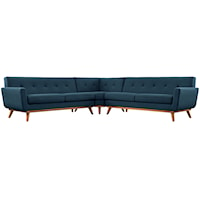 L-Shaped Upholstered Fabric Sectional Sofa