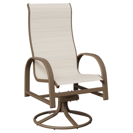 High-Back Sling Swivel Rocker Dining Chair