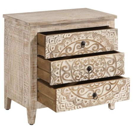 Mariska 3-drawer Wood Mandala Cabinet