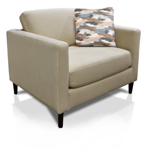 Contemporary Chair and a Half with Exposed Wood Legs