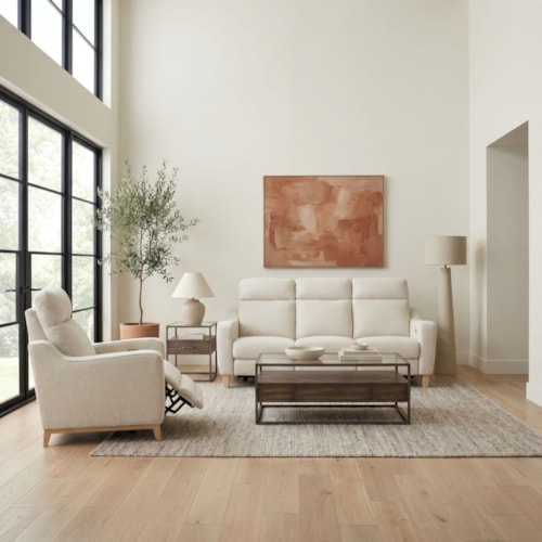 Transitional 2-pc. Power Reclining Living Room Set with Heat & Massage and USB Charging