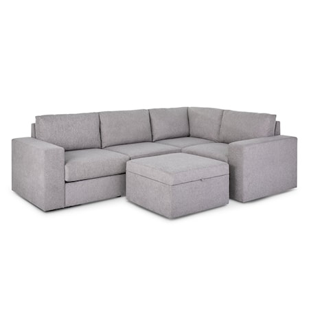 4-Seat Sectional Sofa and Storage Ottoman