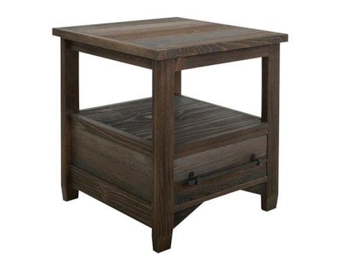 Modern Rustic 1-Drawer End Table with Open Shelf