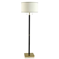 Contemporary Black Floor Lamp with Polished Brass Accents