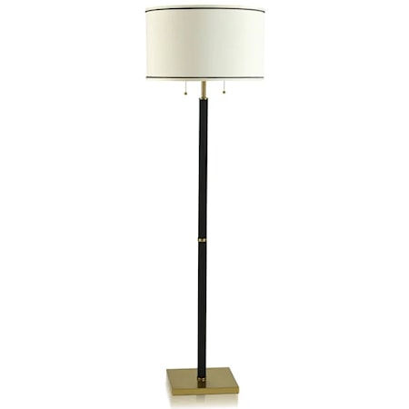 Contemporary Black Floor Lamp with Polished Brass Accents