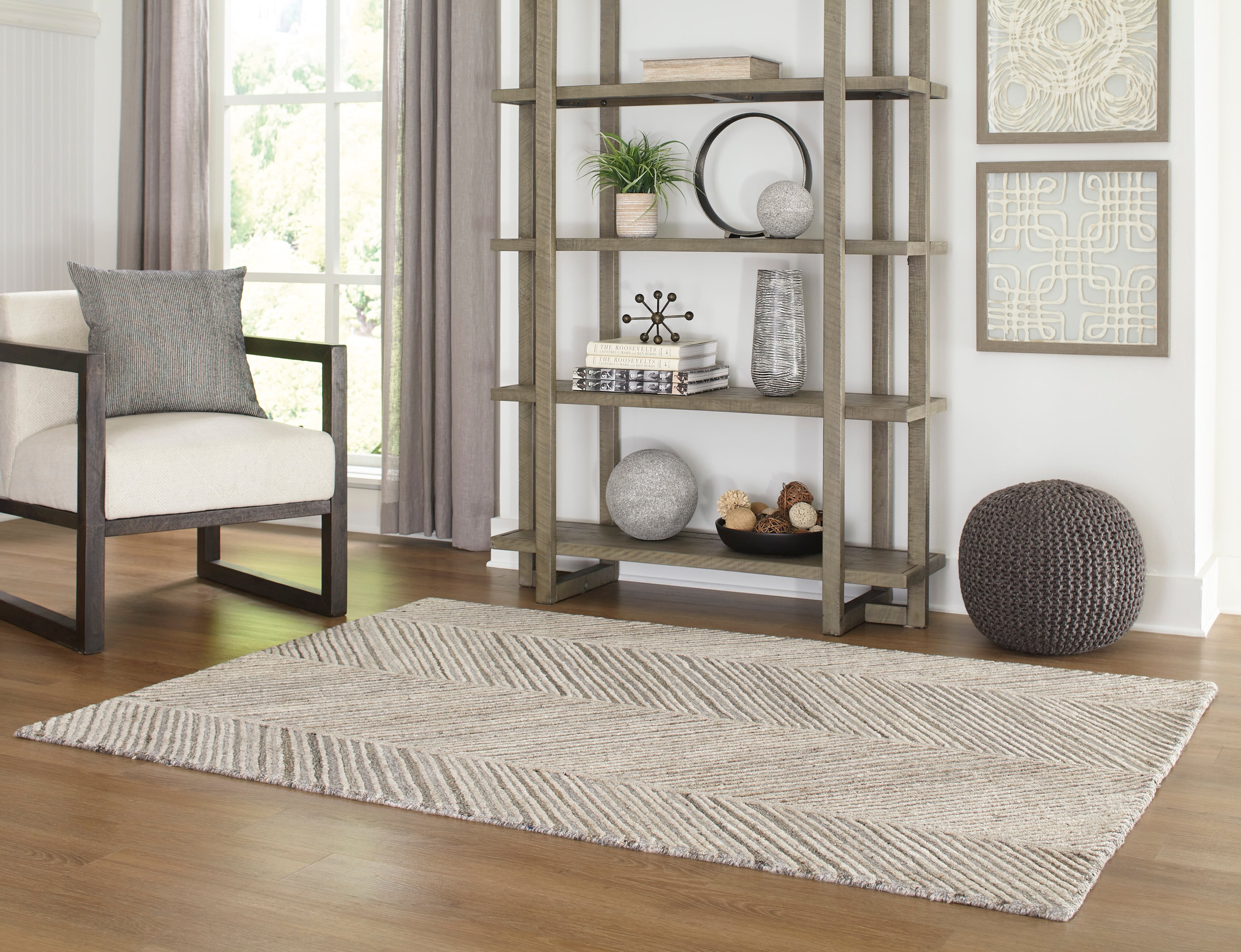 Ashley Signature Design Contemporary Area Rugs R405132 Leaford Taupe