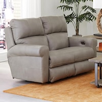 Leather Match Power Lay Flat Reclining Loveseat