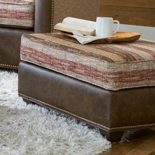 Transitional Ottoman with Nailhead Trim