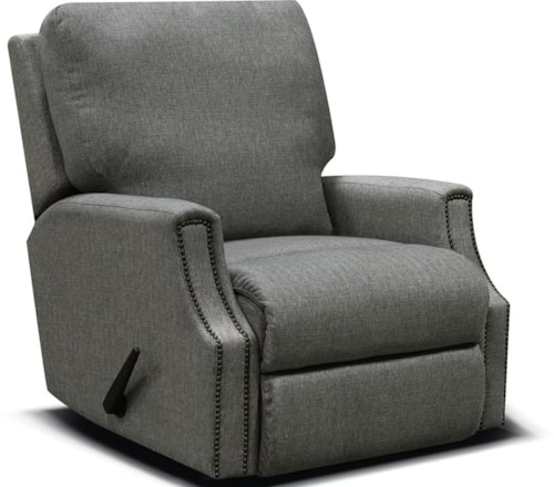 Casual Swivel Gliding Recliner with Nailhead Trim