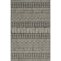 7'10" Round Charcoal Tribe Rug
