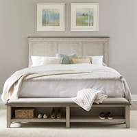 Modern Farmhouse King Storage Bed with Upholstered Bench