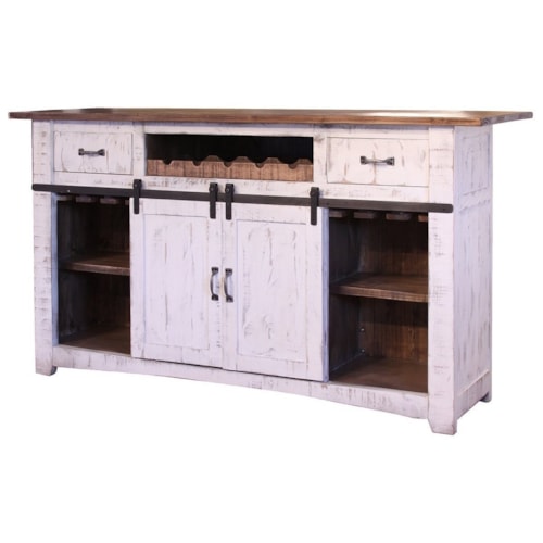 Rustic Wooden Bar with Iron footrest