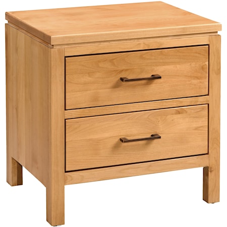 Contemporary 2-Drawer Nightstand with Low Design