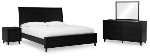 King Panel Bed, Dresser, Mirror And Nightstand