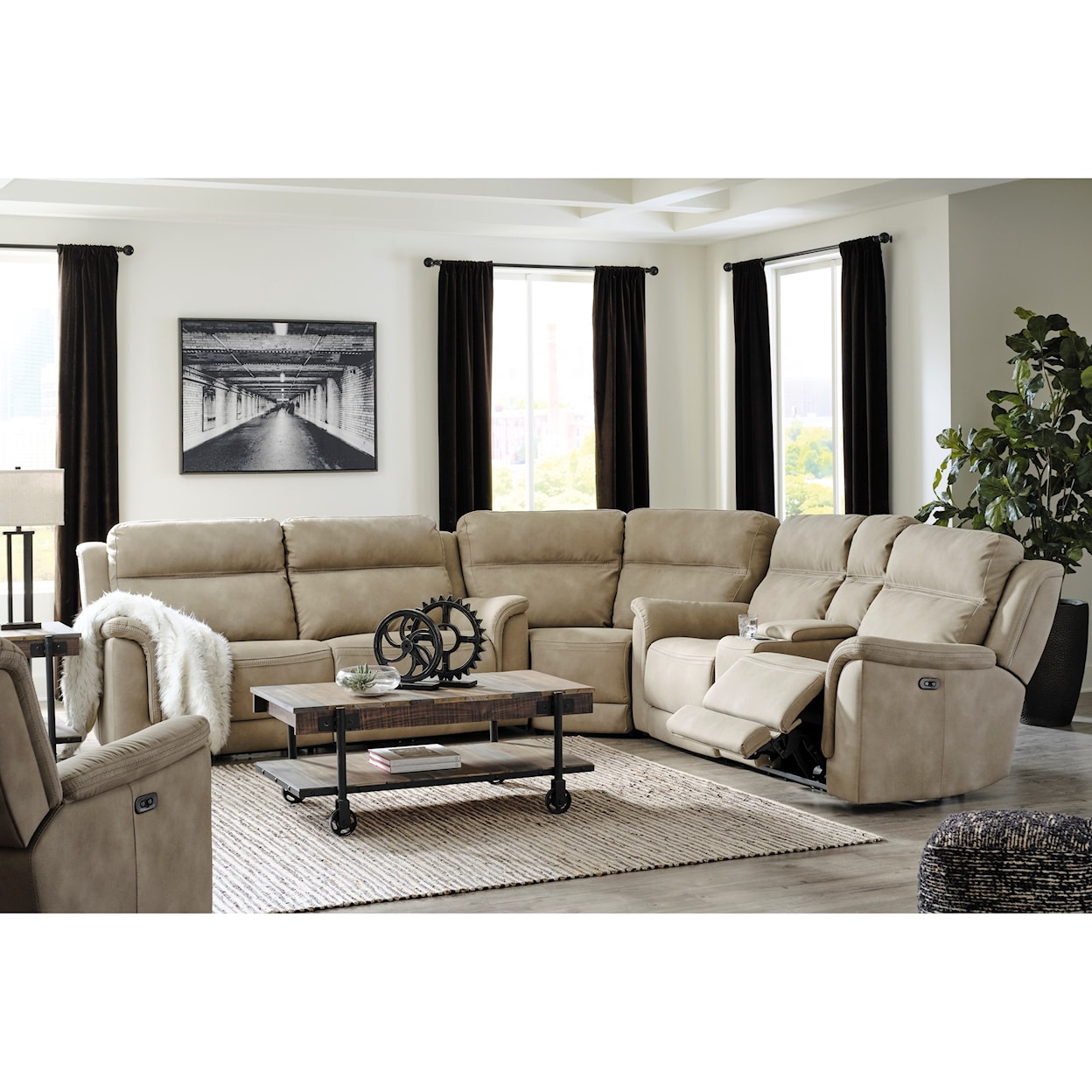 Belfort Select Next-Gen DuraPella Pwr Reclining Sectional with Adj Headrests