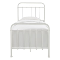 Industrial Curved Corner Metal Twin Bed in White