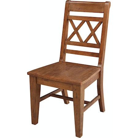 Transitional Double X-Back Chair in Bourbon