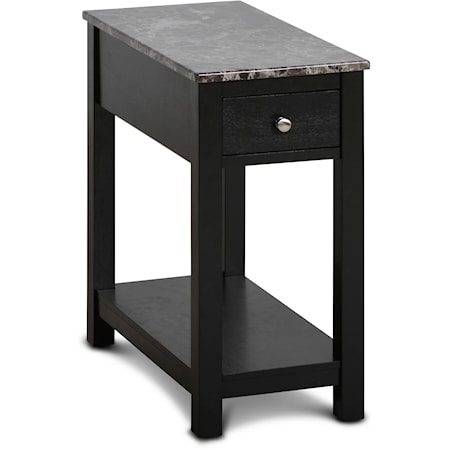 Contemporary One Drawer End Table with Marble Top