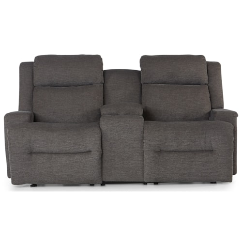 Contemporary Power Rocking Reclining Loveseat with Cupholder Storage Console & USB Ports