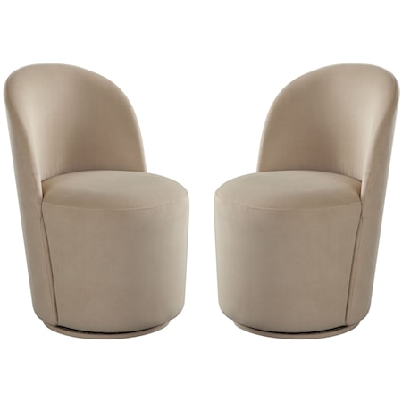 Kendall Dining/Accent Swivel Chair In Light Camel Fabric